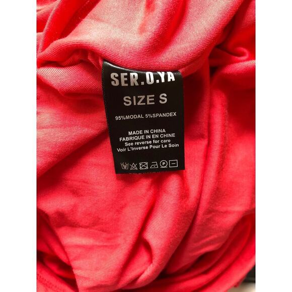 SER.O.YA Ivana One Sleeve Dress Midi Coral NWOT XS - Picture 7 of 8